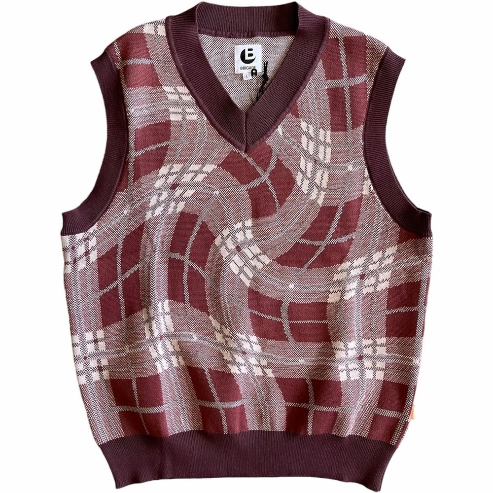 Brigade - Warped Tartan Knit Vest‎ Size M